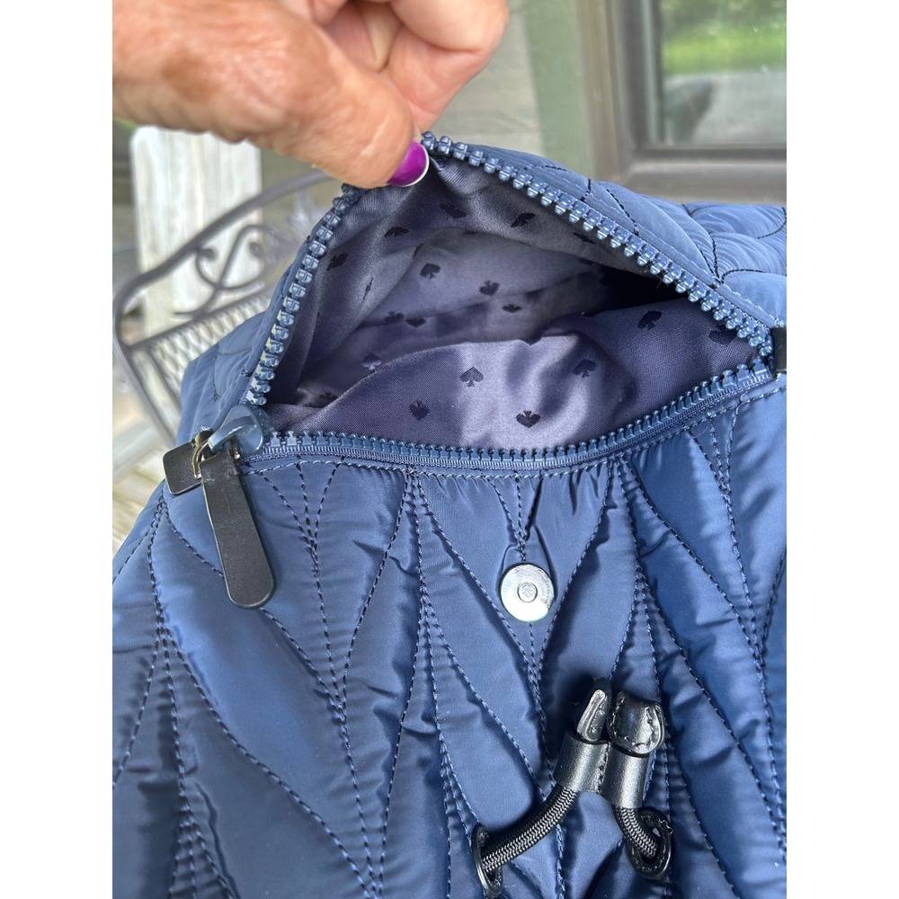 Kate Spade Ellie Flap Backpack Navy Quilted Lightweight‎ Nylon Travel Laptop Bag - Picture 8 of 14
